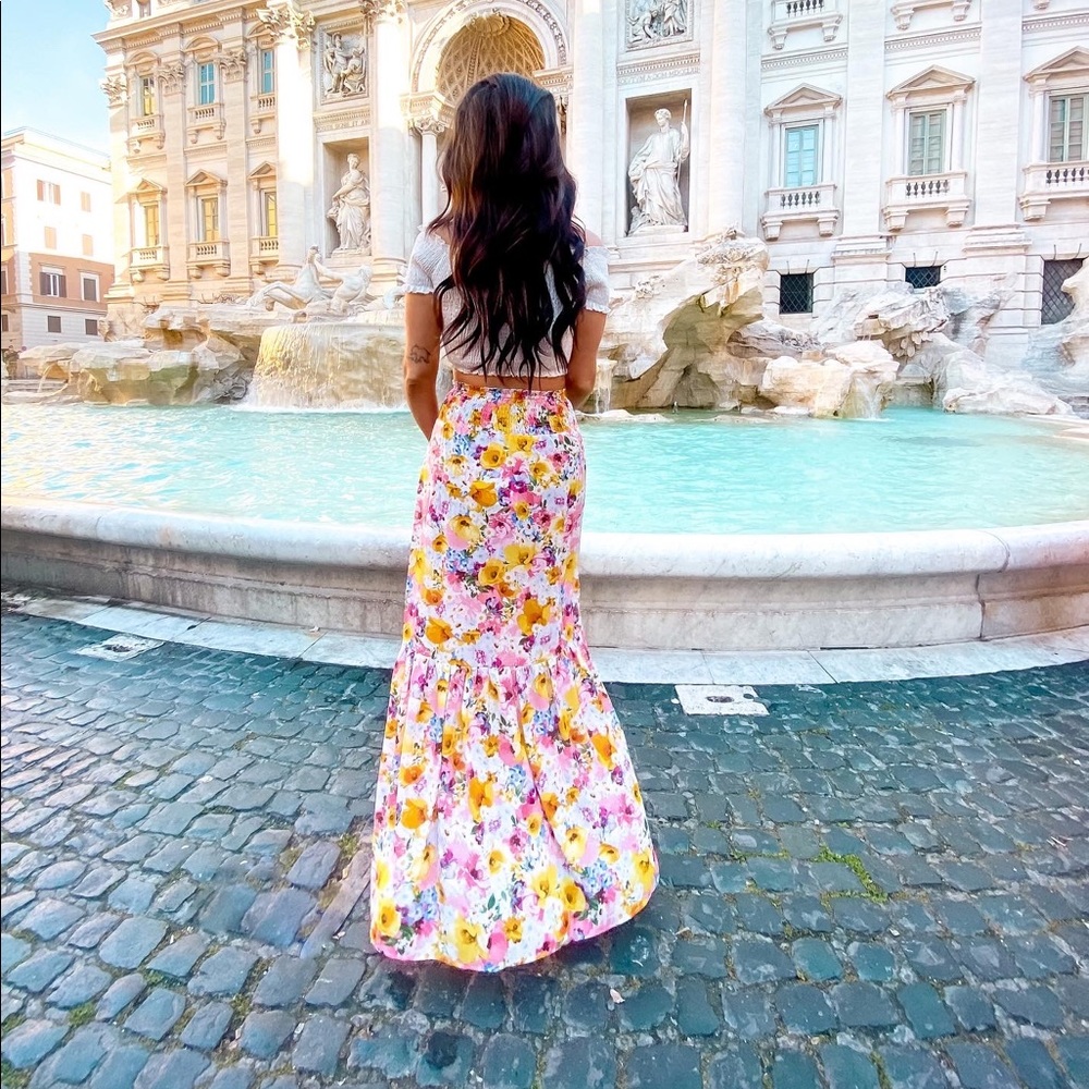 Buddy Love Floral Maxi Skirt - Yellow and Pink